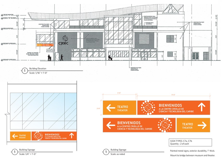 Puerto Rican science museum building signage design